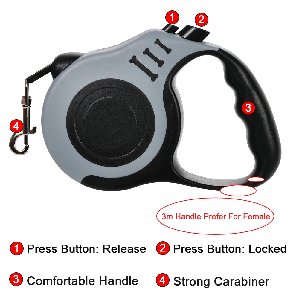 Automatic Retractable Dog Leash – 3m / 5m Strong Nylon 🐕‍🦺
