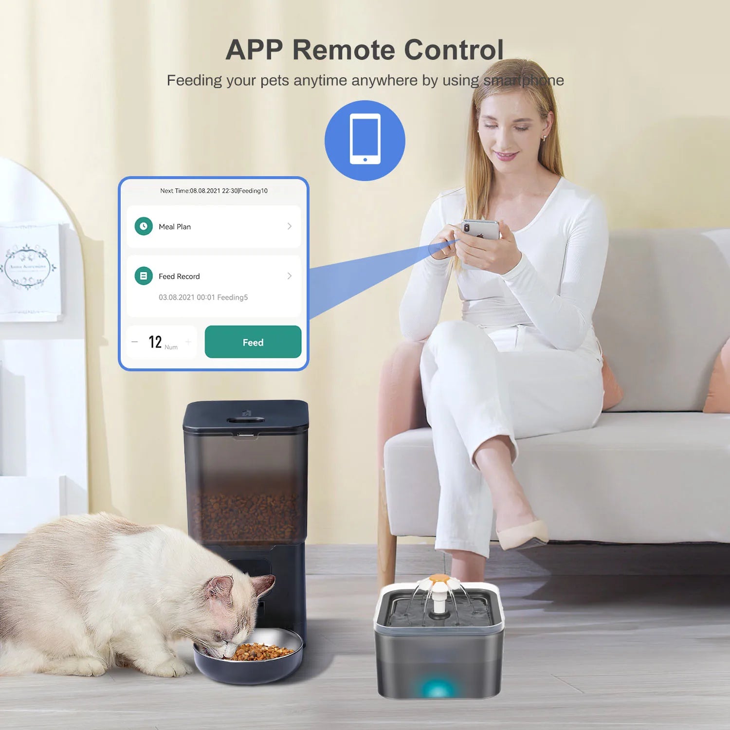 Smart 6L Automatic Pet Feeder – WiFi Controlled for Dogs & Cats