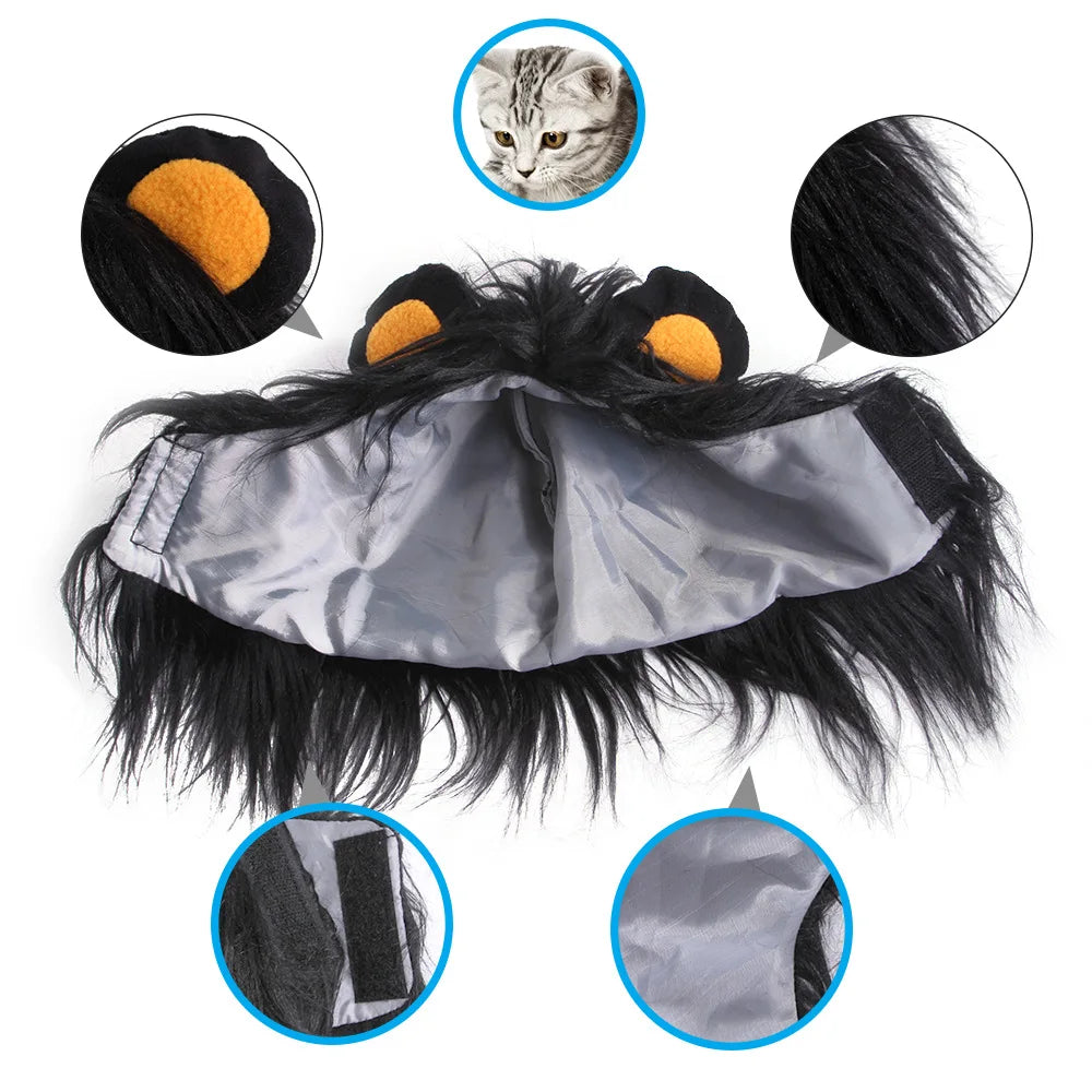 Lion Mane Pet Costume Hat – Cat & Puppy Cosplay