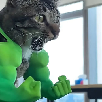 Funny Muscle Arm Cat Toy – Green Strong Man Design 💪😹