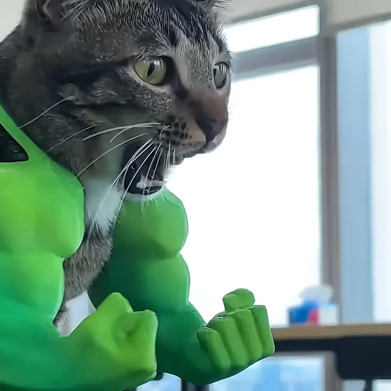 Funny Muscle Arm Cat Toy – Green Strong Man Design 💪😹
