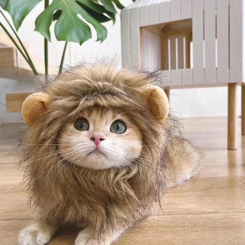 Lion Mane Pet Costume Hat – Cat & Puppy Cosplay