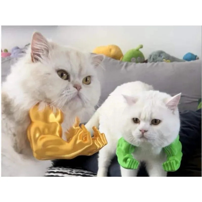 Funny Muscle Arm Cat Toy – Green Strong Man Design 💪😹