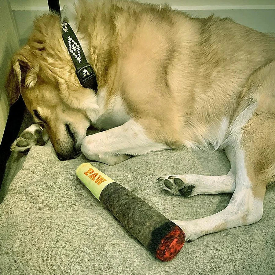 Funny Cigar Plush Squeaky Dog Toy – Chew & Play 🐶💨
