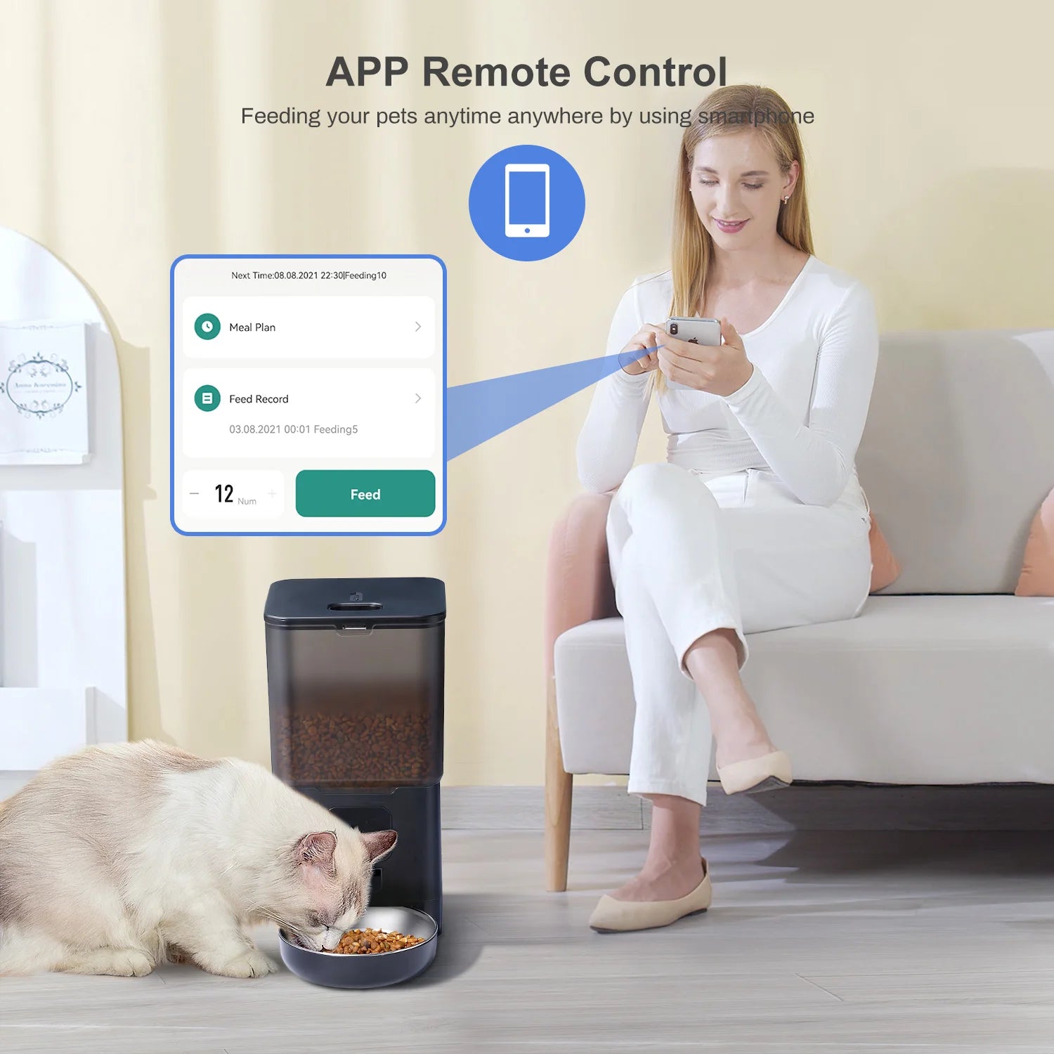 Smart 6L Automatic Pet Feeder – WiFi Controlled for Dogs & Cats