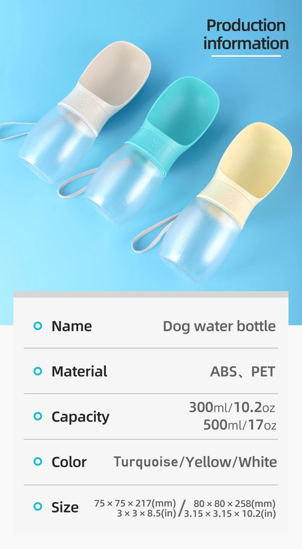 500ml Portable Pet Water Bottle with Drinking Bowl 🐶💧