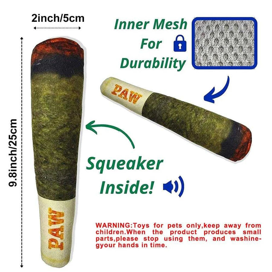 Funny Cigar Plush Squeaky Dog Toy – Chew & Play 🐶💨