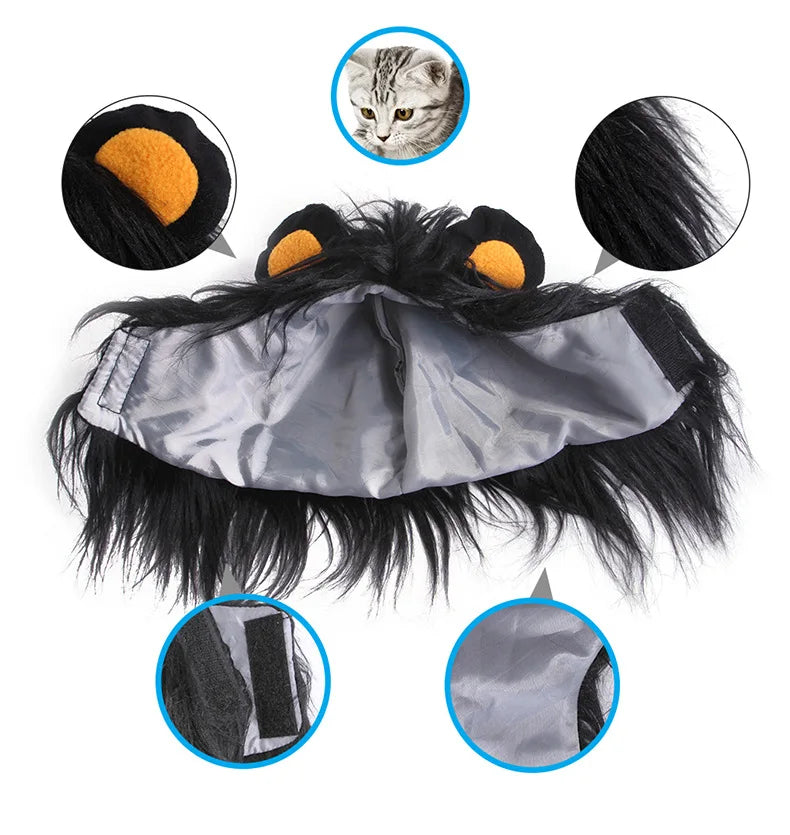 Lion Mane Pet Costume Hat – Cat & Puppy Cosplay