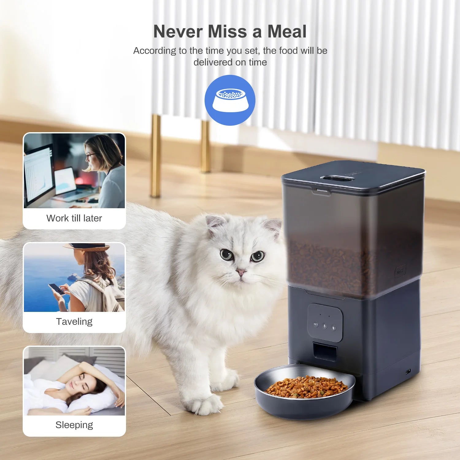 Smart 6L Automatic Pet Feeder – WiFi Controlled for Dogs & Cats