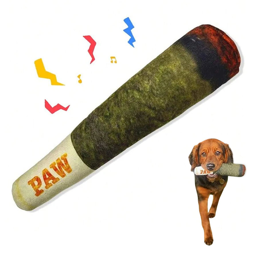 Funny Cigar Plush Squeaky Dog Toy – Chew & Play 🐶💨