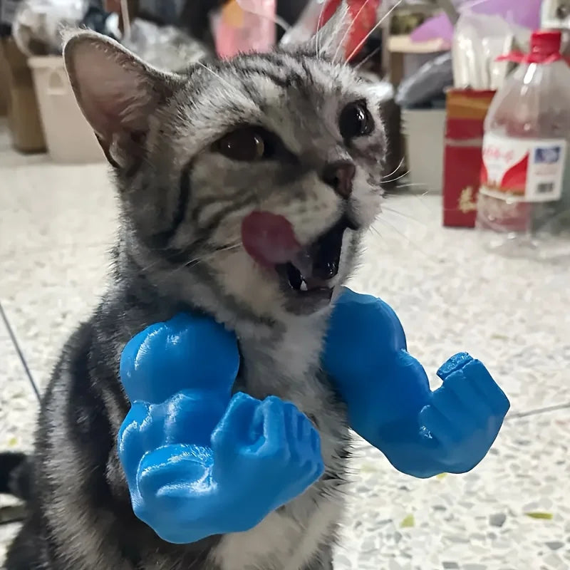 Funny Muscle Arm Cat Toy – Green Strong Man Design 💪😹