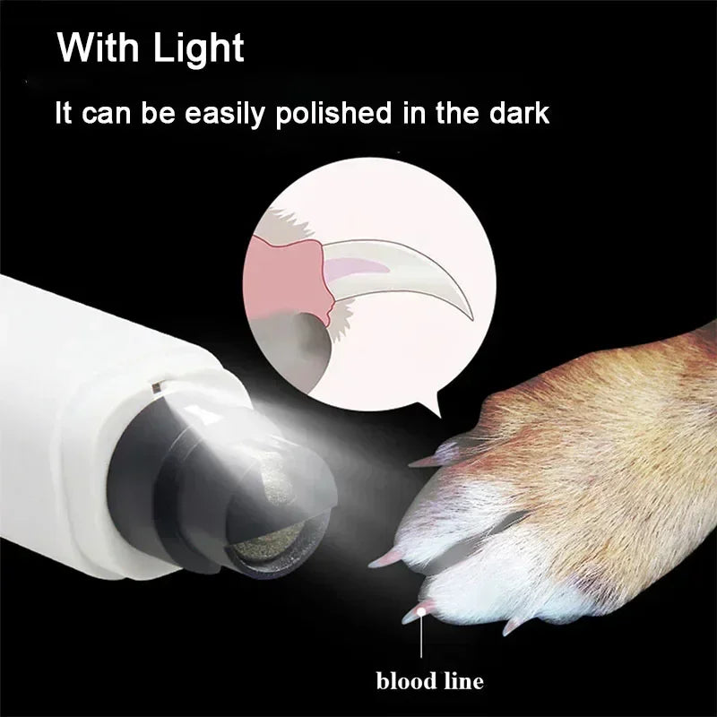 👉 Electric Pet Nail Grinder with LED Light