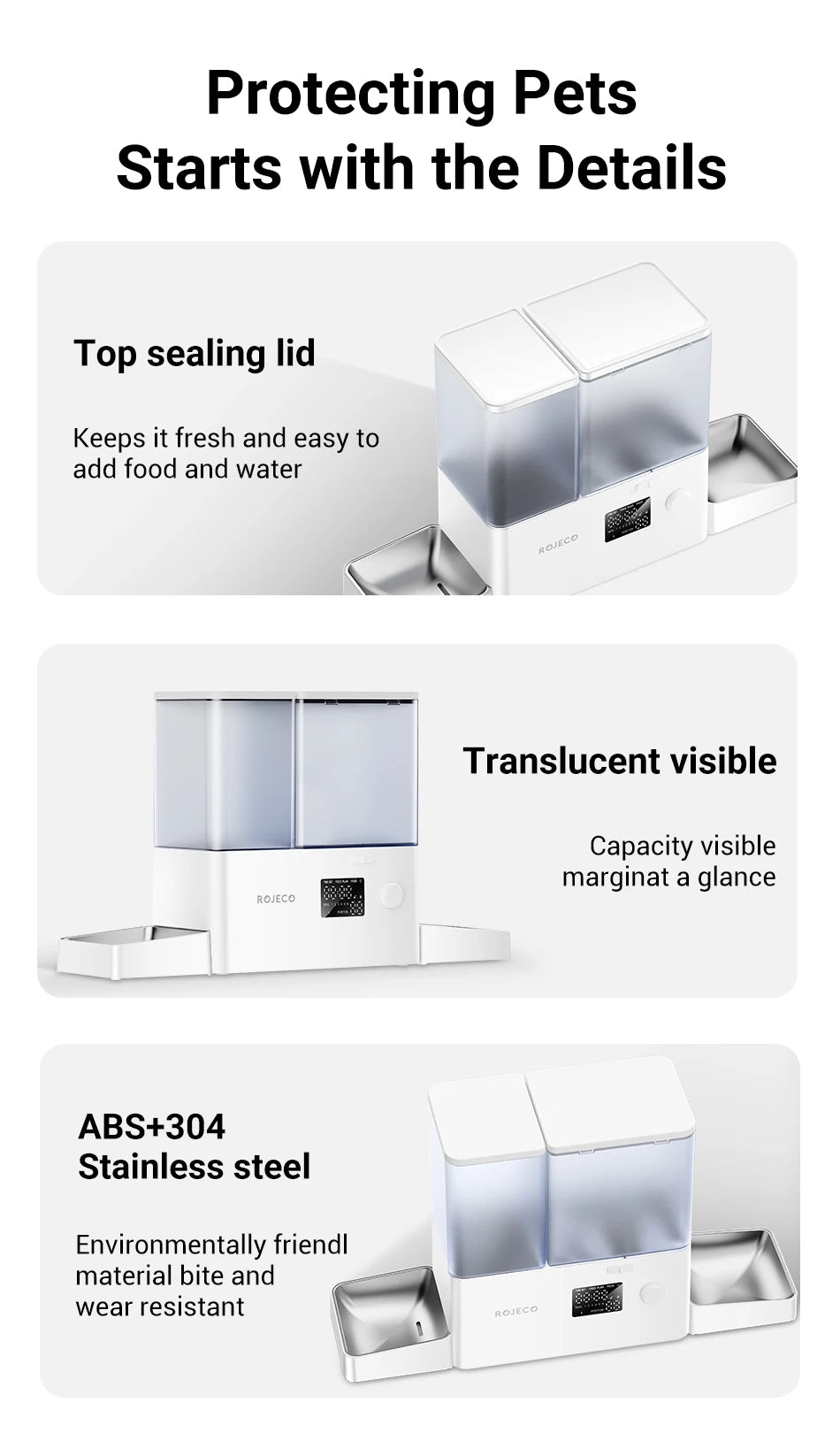 ROJECO Smart Pet Feeder – WiFi Control