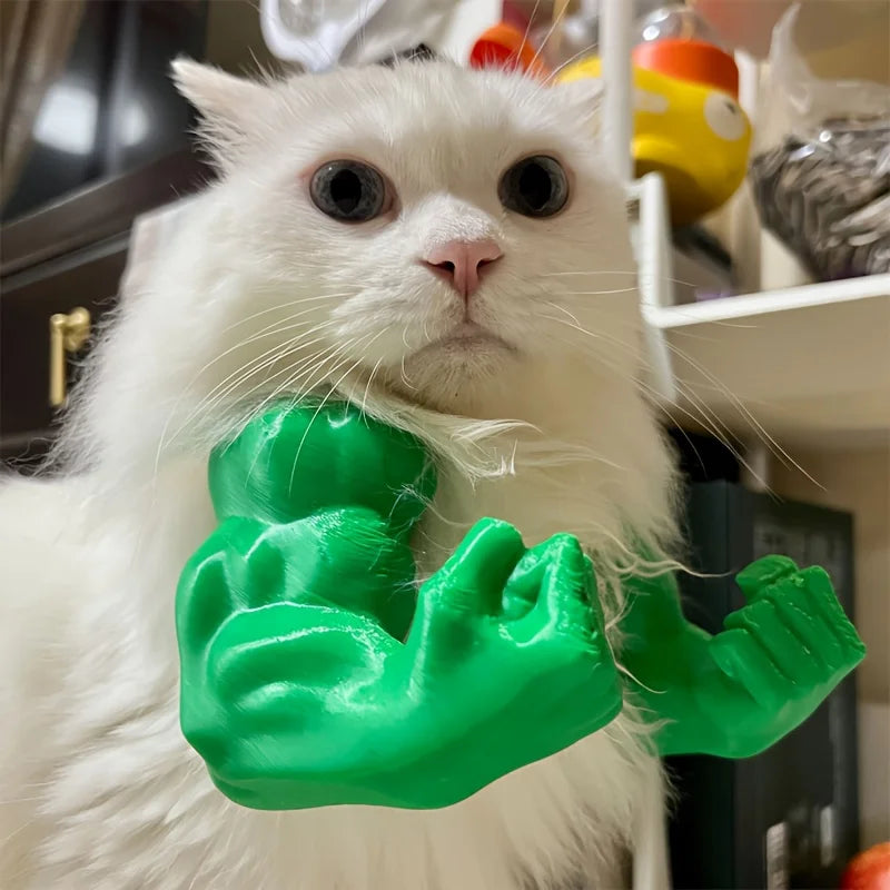 Funny Muscle Arm Cat Toy – Green Strong Man Design 💪😹