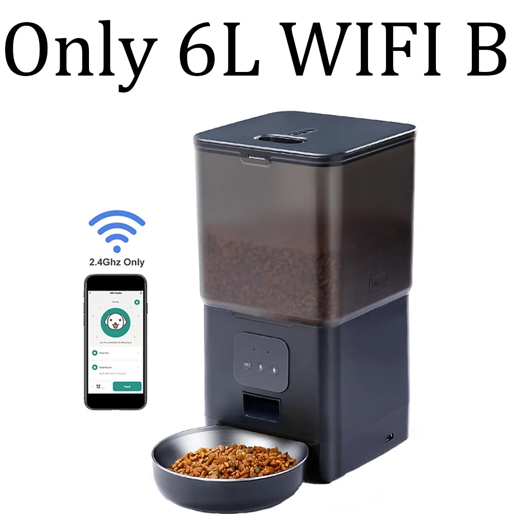 Smart 6L Automatic Pet Feeder – WiFi Controlled for Dogs & Cats