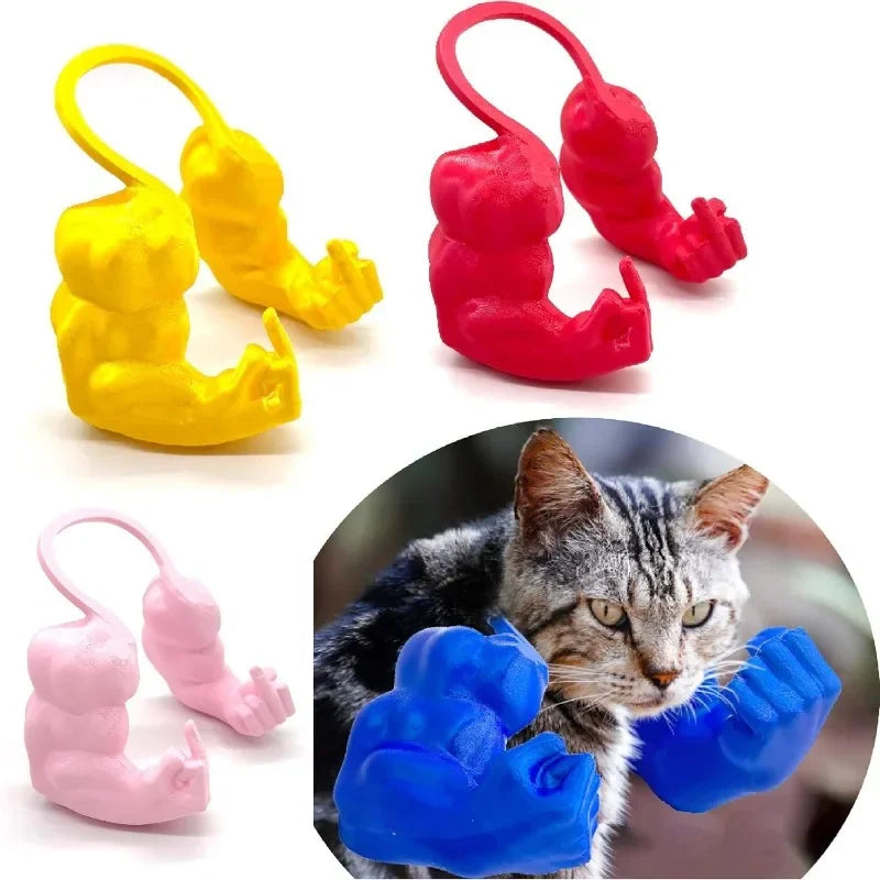 Funny Muscle Arm Cat Toy – Green Strong Man Design 💪😹